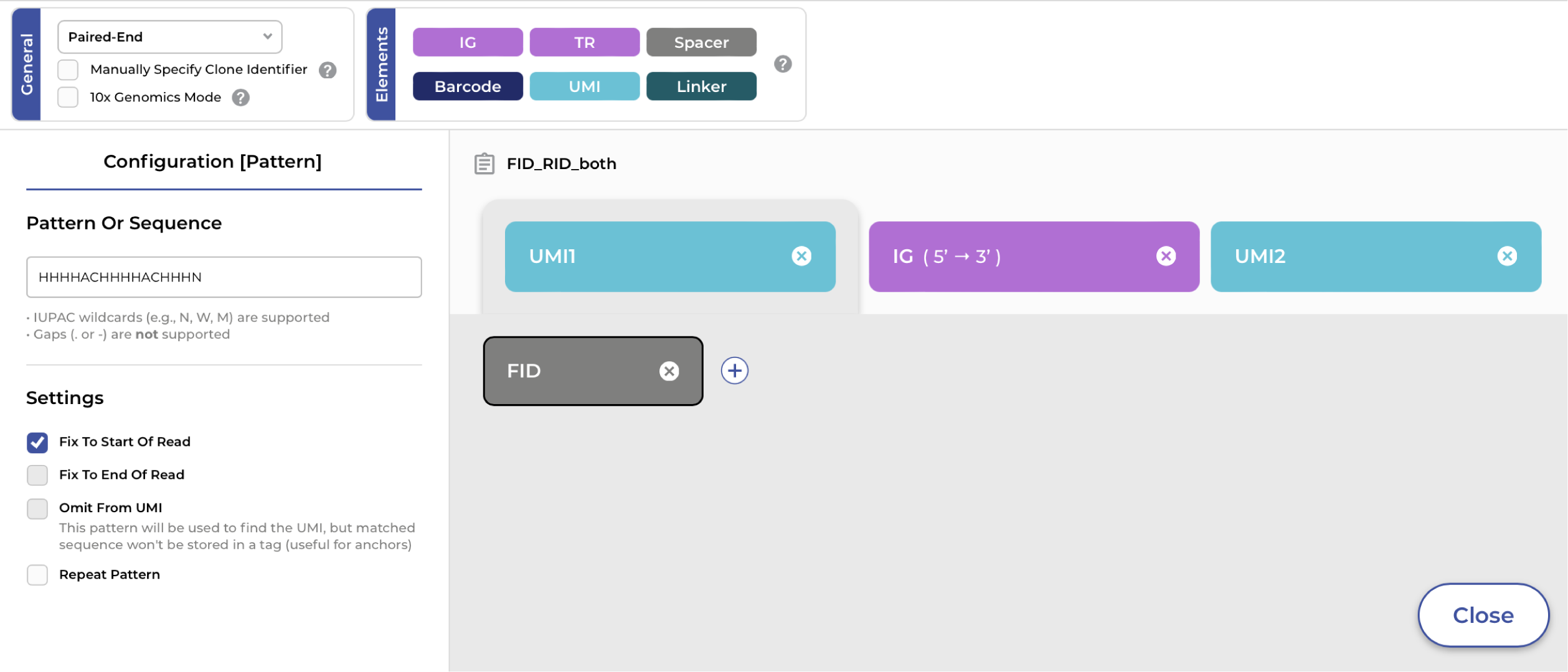 Figure 1: Definition of FID and RID as UMI in our gene annotation tool.